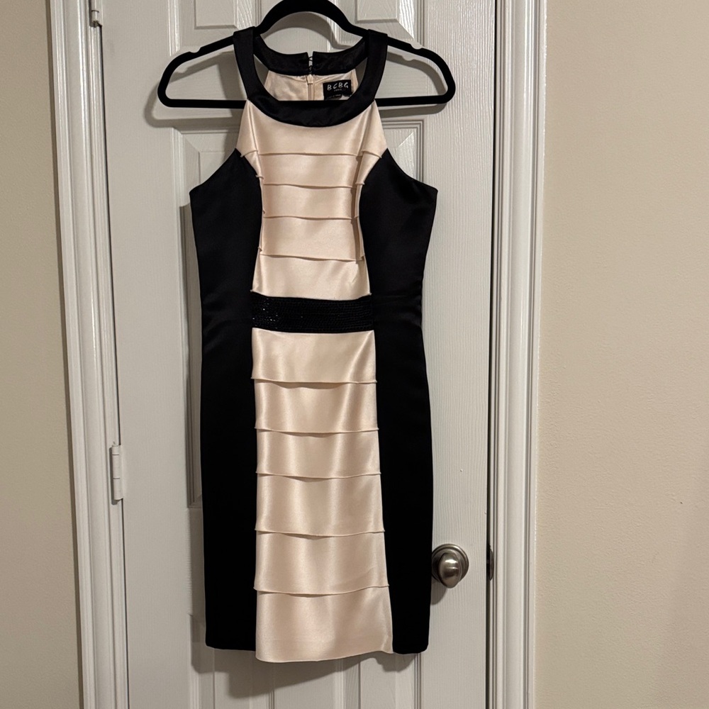 BCBG Paris Elegant Black and Cream Dress